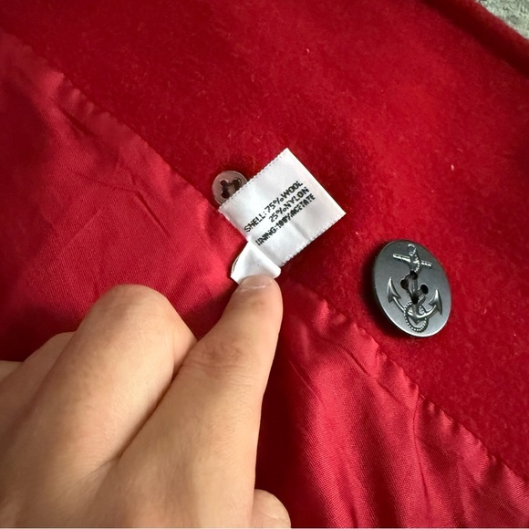 FORECASTER Heavyweight Wool and Nylon Red Trench Coat Winter Wear Vintage Ribbed - Picture 9 of 10